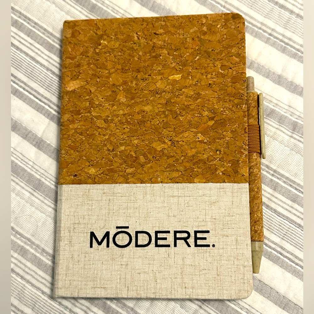 Modere Cork and Fabric Notebook with Pen, New, never used
